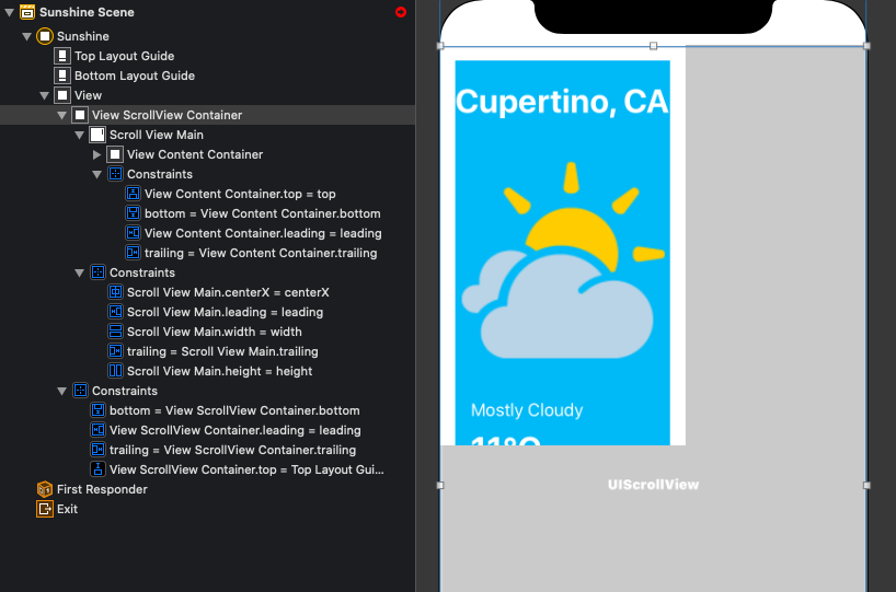 Added UIView and constraints