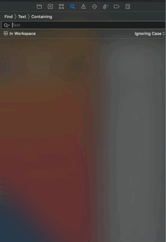 GIF of using delete key for disappearing search result at Find Navigator