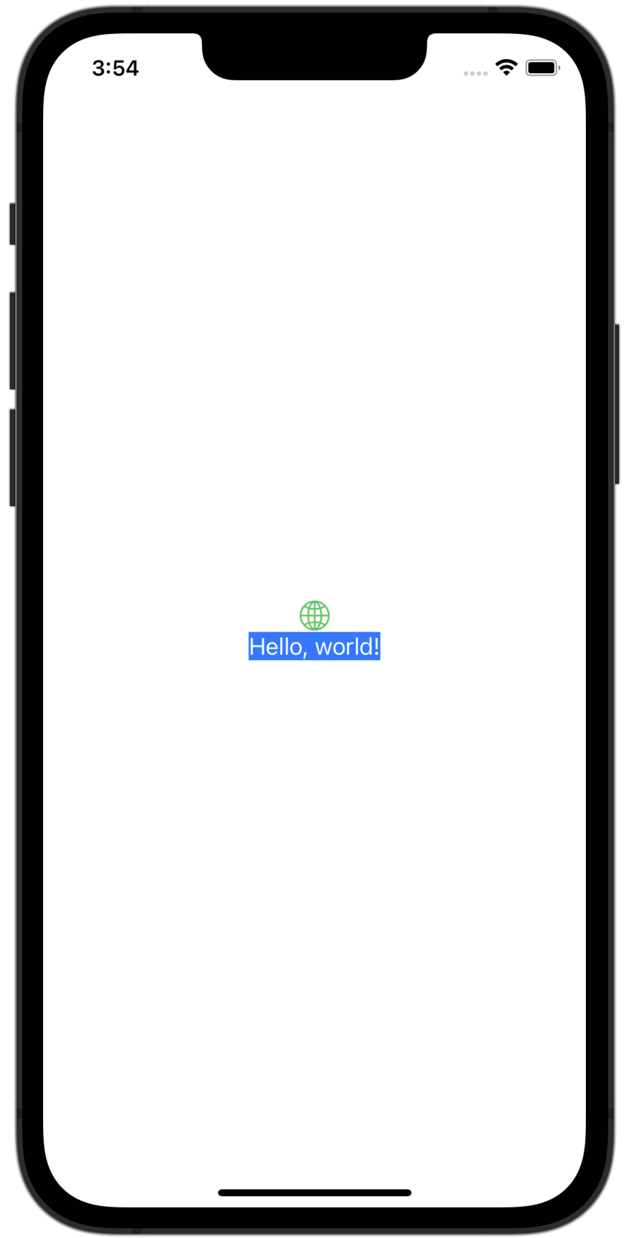 Text Hello, world has a blue background