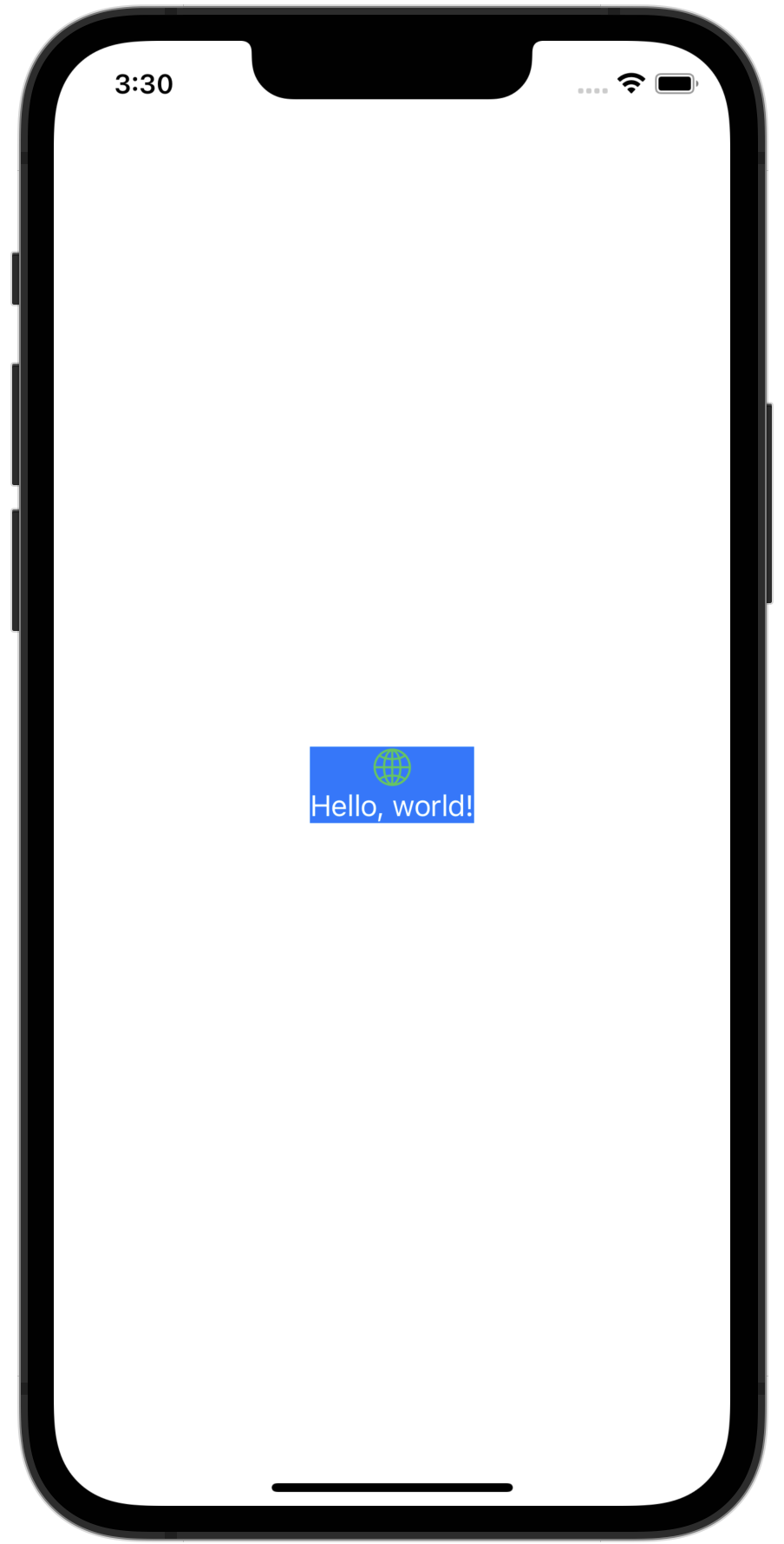 Image globe and Text Hello, world, wrapped in VStack has a blue background
