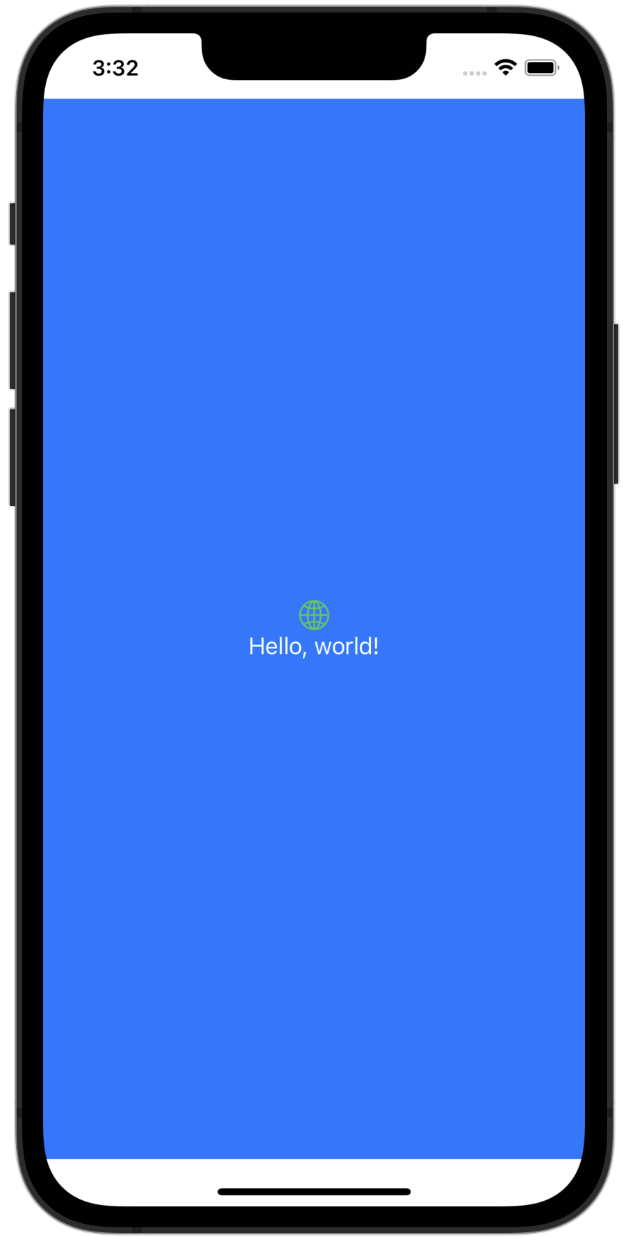 A blue background is added to the screen, but the safe area inset is not colored